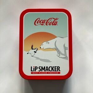 CUTE collectible red white Lip Smacker x Coca Cola polar bear penguin tin